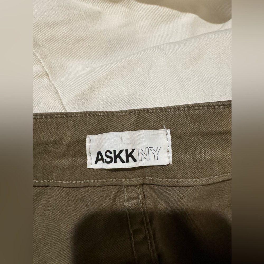 Askk NY Sailor High Waist Wide Leg Cargo Pants Olive Green Size 34 EUC - Picture 9 of 11